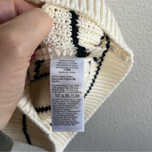 NWT Madewell Cream and Black Striped Sweater Vest in 100% Cotton XXS - Picture 9 of 12